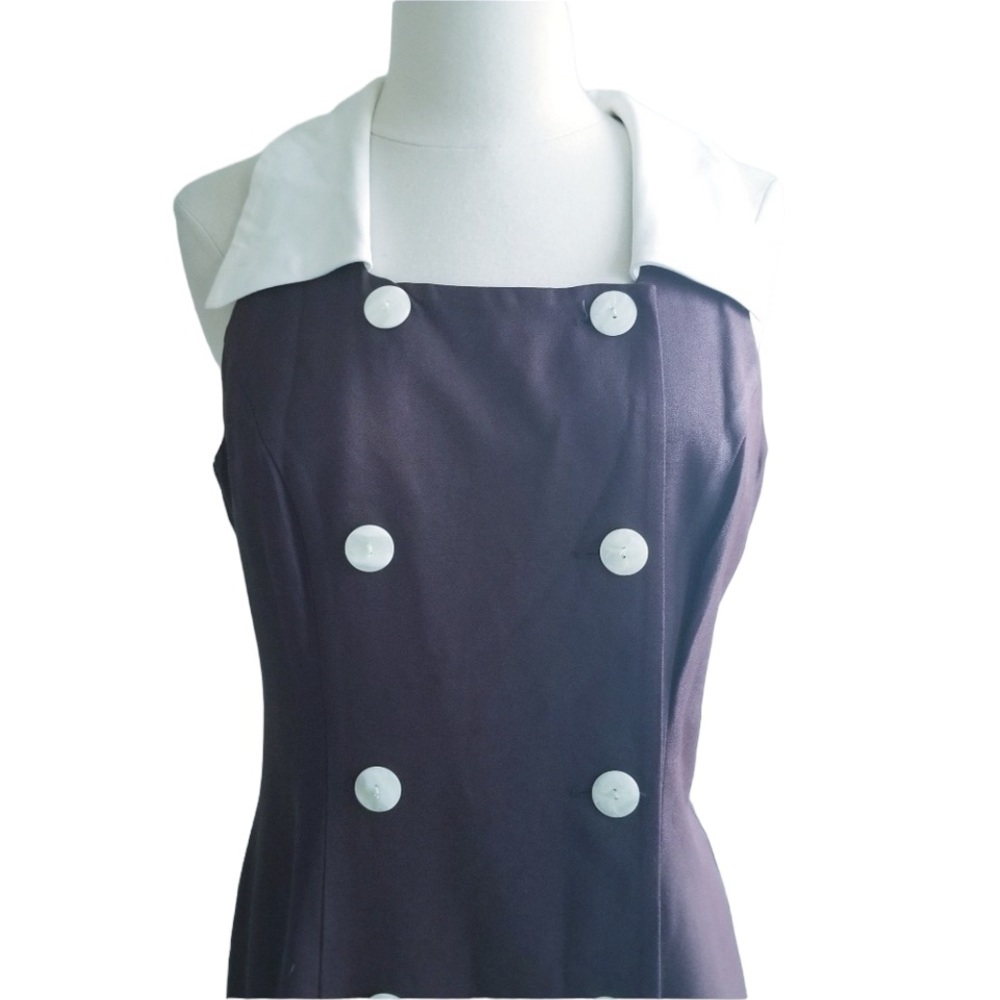 1980s Outline Deep Brown Stewardess Dress - Picture 2 of 4